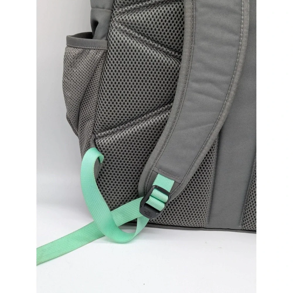 The North Face Haystack Backpack Gray Teal Laptop School Travel 21x15x6.5